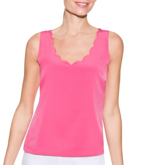 White House Black Market Pink Sleeveless Scallop Neck Shell Blouse - Small - Picture 1 of 2
